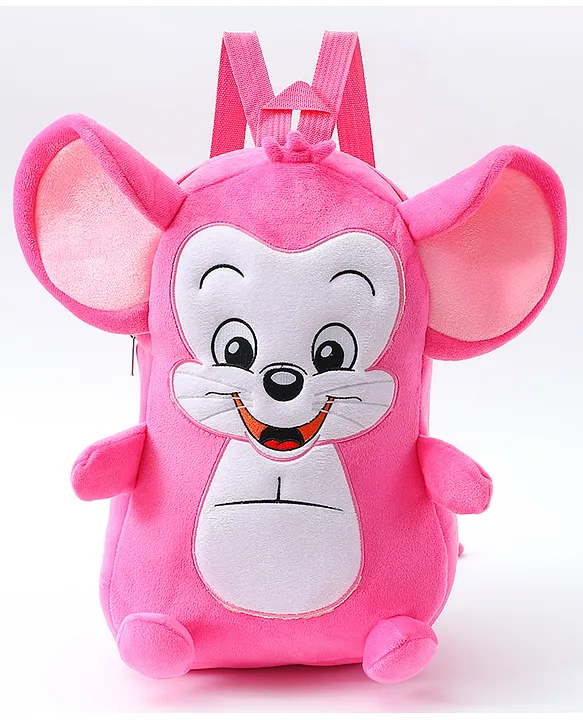 Play Nation Mouse Soft Toy Bag1 Main CompartmentLong lasting and Durable Zippers For School Travel and OutdoorsPink 14inches