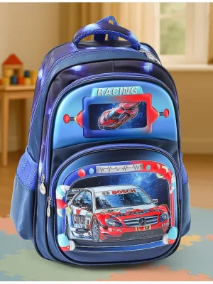 Fab N Funky Car Theme School Backpack Blue Height 16 Inches
