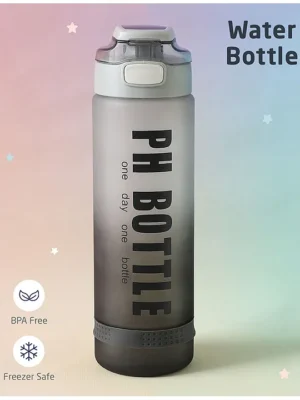 Regular Water Bottle with PH Bottle PrintBPA FreeLeak ResistantFreezer Safe 1000 mlPerfect for School Kids & OutdoorsGrey