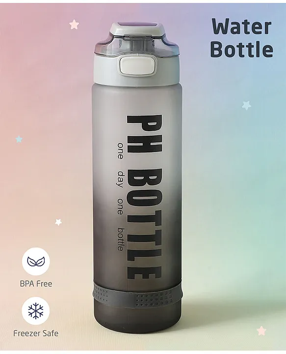 Regular Water Bottle with PH Bottle PrintBPA FreeLeak ResistantFreezer Safe 1000 mlPerfect for School Kids & OutdoorsGrey