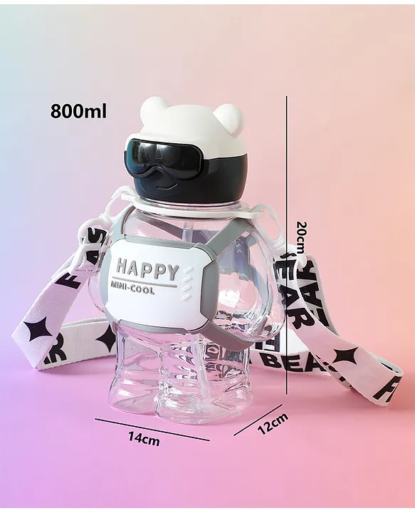Bear Shaped Sipper Water Bottle BPA FreeLeak ResistantFreezer Safe 800 mlPerfect for School Kids & OutdoorsWhite