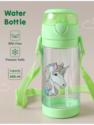 Unicorn Print Leak Proof Sipper Bottle Green 450 ml
