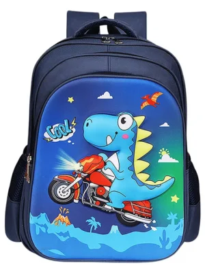 SYGA Kids Dinosaur Cartoon Backpack Large Capacity School Bag Kindergarten and Preschool Students (Blue) Height 17.3 Inches