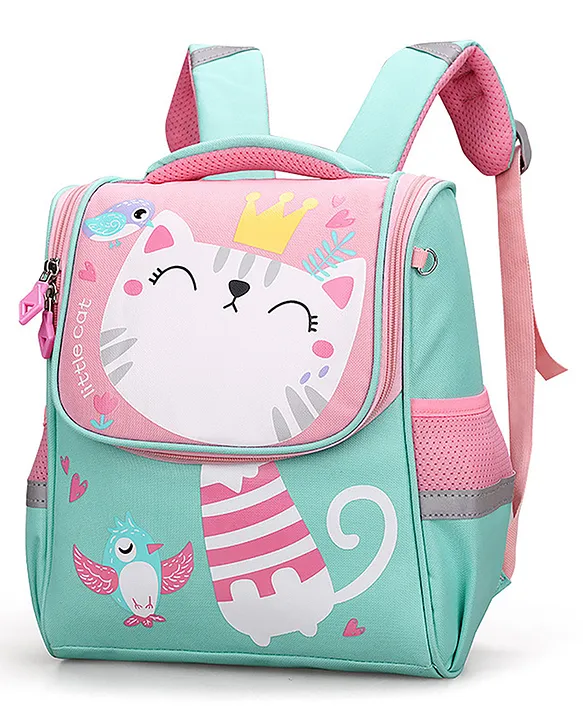 SYGA Kids Backpack Cute Cartoon Schoolbag Height 11.8 Inches (KittenGreen)