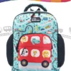 Intelliskills Red Animal Tour Bus Durable School Bag with Comfortable Cushion Padding Red & Blue 15 Inches Trendy & Spacious Kids Backpack Unisex Printed School Bag for Boys and Girls