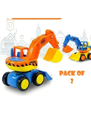 NEGOCIO Negocio Unbreakable Toys Cartoon Truck Bulldozer Real Type Activity Model for Children Pretend Role PlayPack of 2 Color May Vary