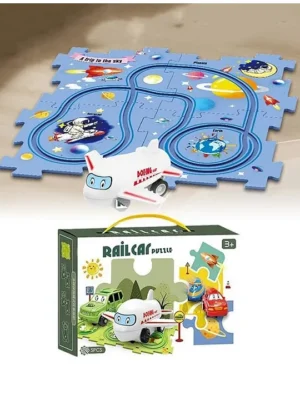 OPINA DIY Ocean theme Rail Car Puzzle Race Track Car Play Set Assembly Educational toy for Kids Multicolor