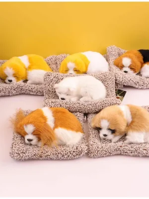 Cute Sleeping Dog Plush Toy Gift for Kids Adult Car Dashboard Accessories Assorted Color Height 8 cm