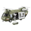 Kidology Army Military Helicopter Toy with Lights & Sounds Push & Go Tandem Rotor with Rescue Basket