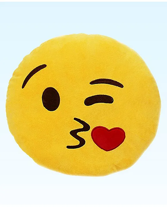 Kissing Sofa Smiley Emoticon Soft Stuffed Plush Toy For Kids Boys & Girls (Length 33 cm Color: Yellow)