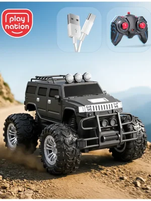 Play Nation Off Roader Rechargeable Remote Control Truck With Normal & Turbo Speed & 4 Headlight Modes Black