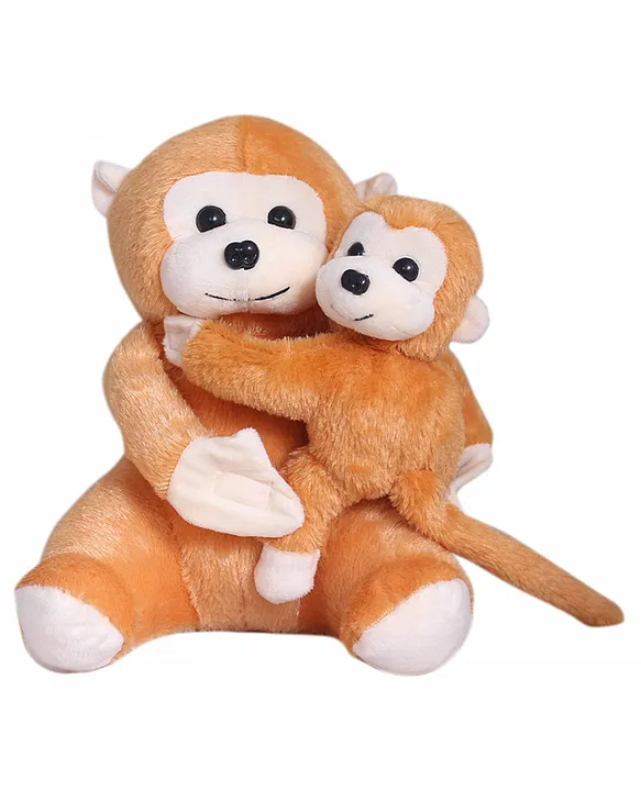 Mother Monkey with Baby Monkey Soft Stuffed Animal Plush Toy for Girls Boys Baby and Kids (Height 28 cm Color: Light Brown)
