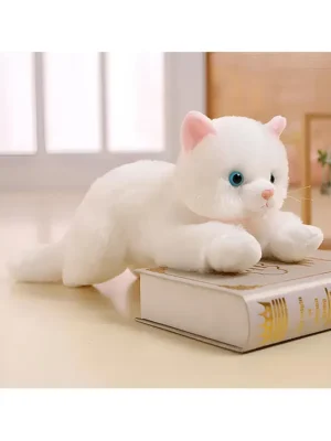 Cat Soft Stuffed Plush Animal Toy for Kids Boys & Girls (Length 30 cm Color: White)