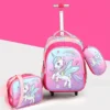 Novex NOVEX Unicorn 17" Kids Backpack Trolley Bag with Lunch Box Bag & Stationary Pouch / School Bag