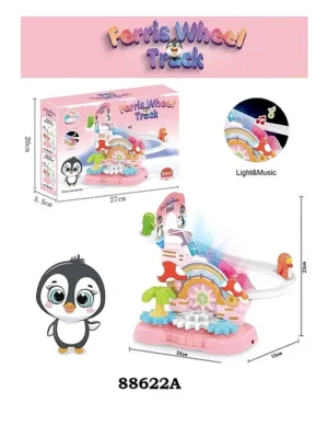 SANJARY Sanjary diy small parking building toy 360 rolling cute bricks gear Penguin track toys color design may vary