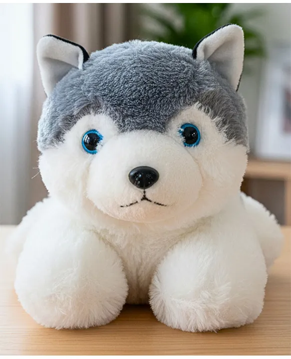 Husky Dog Stuffed Soft Plush Animal Toy For Kids Boys & Girls Birthday Gifts (Size: 28 cm Color: Grey)