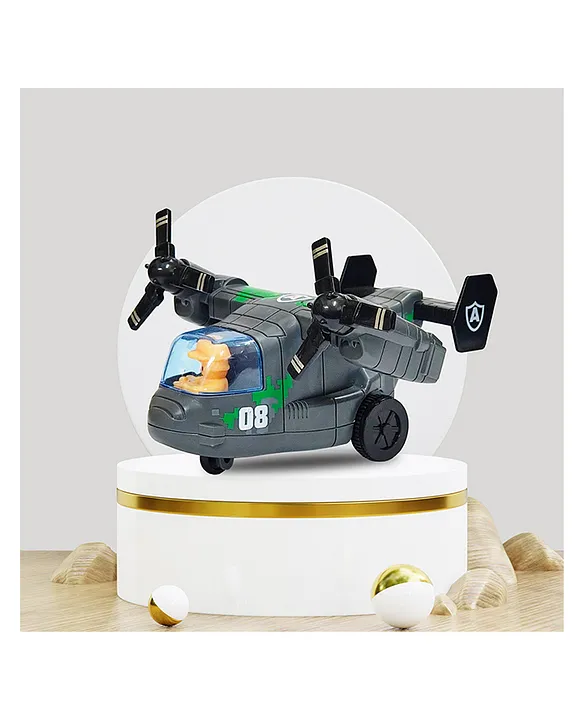 VGRASSP Push And Go Military Osprey Jet Airplane Toy For Kids With Rotating Blades Army Style V22 Designed Aircraft Toy Color As Per Stock