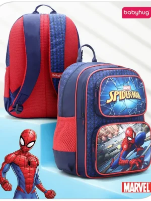 Babyhug Marvel Spiderman School Backpack Blue Height 15.8 Inches(Backstrap Print May Vary)