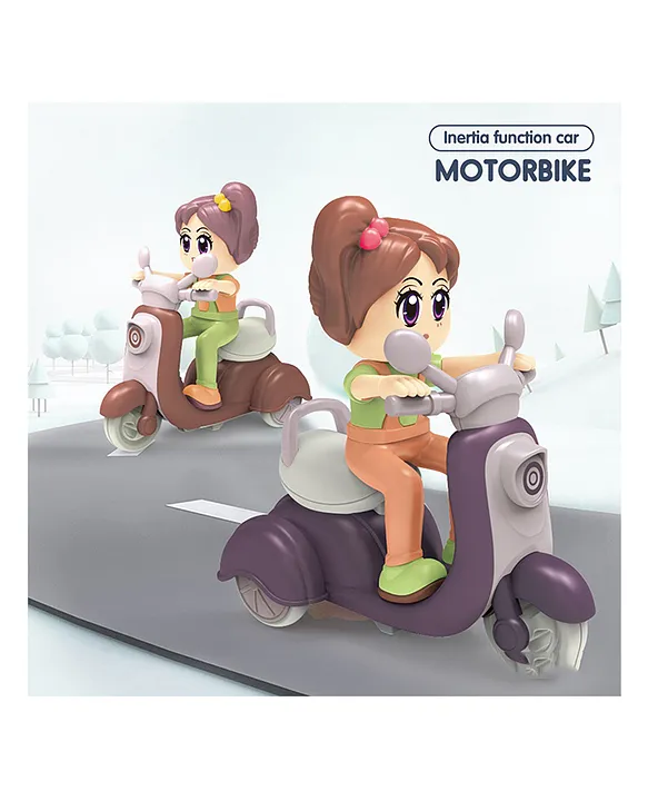 SANJARY Sanjary Friction Powered Cartoon Scooter with Cute Girl Doll Rider color design may vary