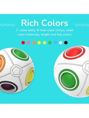 Rainbow Ball Puzzle Compact Multicolor Sphere (Fidget Toy) Portable Brain Teaser for Kids & Adults Stress Relief & Fun OnTheGo Puzzle Pack of 2 ( Color May Vary)