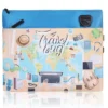 Echo Boomers Travel Print Themed Exam & Activity Sling Bag with 3 Compartments Cushioned & Detachable Strap Ideal for Outdoor Travel Height 15 Inches