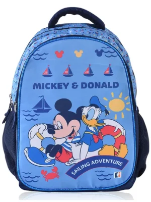 Kuber Industries SchoolCollege Bag Disney Mickey Donald Backpack for Boys and Girls 1 Compartment Travel Backpack Water Resistant Bookbag Bag for Daily Routine Laptop Bag Large BlueHeight 17 Inch