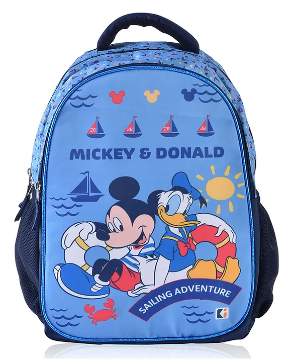 Kuber Industries SchoolCollege Bag Disney Mickey Donald Backpack for Boys and Girls 1 Compartment Travel Backpack Water Resistant Bookbag Bag for Daily Routine Laptop Bag Large BlueHeight 17 Inch