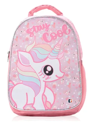 Kuber Industries SchoolCollege Bag Stay Cool Single Unicorn Backpack for Boys and Girls 1 Compartment Backpack for Travel Water Resistant Bookbag Bag for Daily Routine Large PinkHeight 17 Inch
