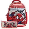Kuber Industries (Set of 2) School College Combo Set Marvel Amazing Spiderman Backpack & Pencil Pouch Set Perfect Combo For Adults & Kids Water Resistant School Combo Set Blue Height 17 Inches