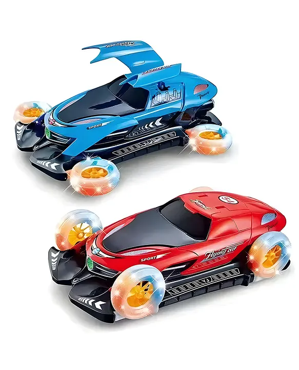 NEGOCIO Rotating FourWheel Flying Car Flashing Electric Universal Car Toy With Music Juguetes PACK OF 1 COLOR MAY VARY