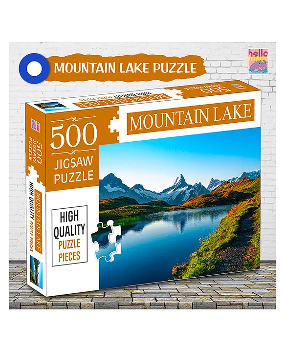 Hello Friends Mountain Lake 500Piece Jigsaw Puzzles for Kids and Childrens Realistic illustration Challenging Brain Booster Gifts Fun and Creative Fun Game Ages 9+ (500 Pcs)