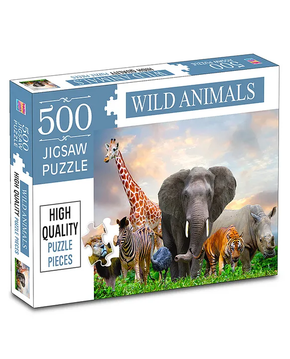 Hello Friends Wild Animals 500Piece Jigsaw Puzzles for Kids and Childrens Realistic illustration Challenging Brain Booster Gifts Fun and Creative Fun Game Ages 9+ (500 Pcs)