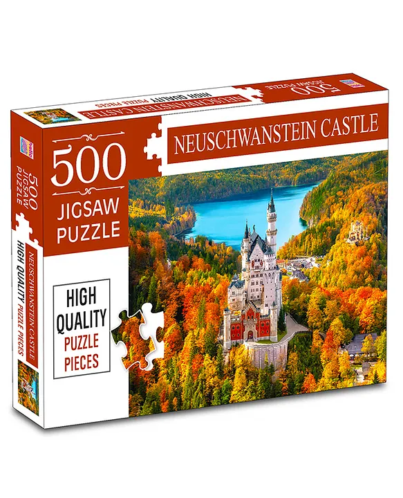 Hello Friends Neuschwanstein Castle(Historical Place) Jigsaw Puzzles for Kids and Childrens Realistic illustration Challenging Brain Booster Gifts Fun and Creative Fun Game Ages 9+ (500 Pcs)