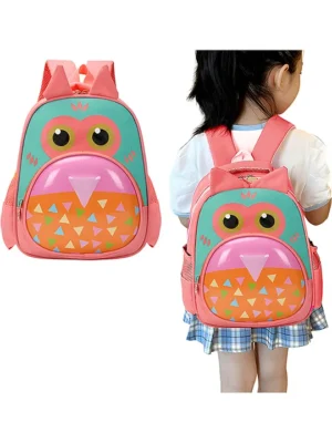 Bembika School Bag The Perfect Children Backpack and School Bags For Kids Compact Stylish Backpack For Kids ExceptionalQuality Kids Kindergarten Backpack and Travel Backpack (OwlPeach) Height 11 Inches