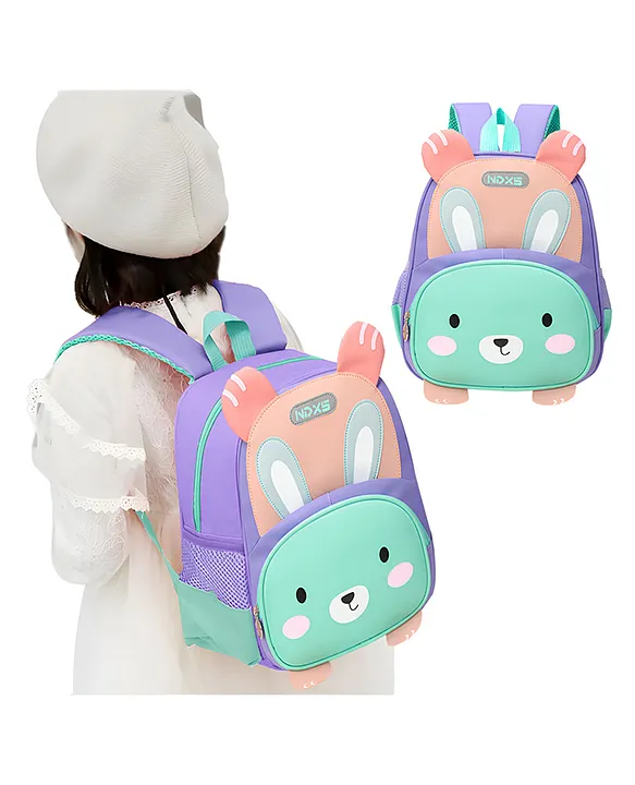 Bembika School Bag The Perfect Children Backpack and School Bags For Kids Compact Stylish Backpack For Kids ExceptionalQuality Kids Kindergarten Backpack and Travel Backpack (BunnyPurple) Height 11 Inches