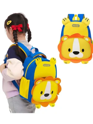 Bembika School Bag The Perfect Children Backpack and School Bags For Kids Compact Stylish Backpack For Kids ExceptionalQuality Kids Kindergarten Backpack and Travel Backpack (LionRoyal Blue) Height 11 Inches