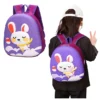 Bembika School Bag The Perfect Children Backpack and School Bags For Kids Compact Stylish Backpack For Kids ExceptionalQuality Kids Kindergarten Backpack and Travel Backpack (RabbitPurple) Height 10 Inches