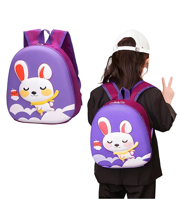 Bembika School Bag The Perfect Children Backpack and School Bags For Kids Compact Stylish Backpack For Kids ExceptionalQuality Kids Kindergarten Backpack and Travel Backpack (RabbitPurple) Height 10 Inches