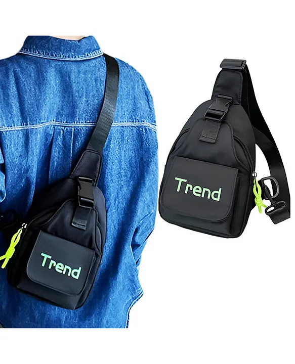 Bembika Kids Shoulder Bag Compact and Stylish Children Sling Bag Coin Purse Waist Backpack With Crossbody Shoulder Bag Design Sling Bag Daypack Travling & Hiking Chest Bag(BlackTrend)