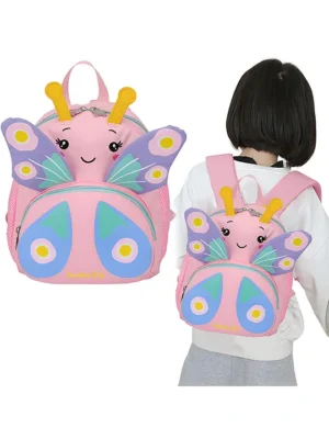 Bembika School Bag The Perfect Children Backpack and School Bags For Kids Compact Stylish Backpack For Kids ExceptionalQuality Kids Kindergarten Backpack and Travel Backpack (ButterflyPink) Height 10 Inches