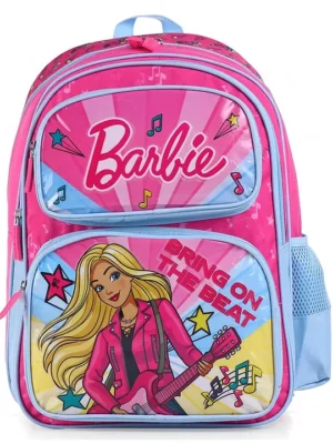 Barbie School Backpack with Front Pocket Pink 14 inches