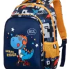 SCHOOLISH Schoolish Dino Theme School Bag for Boys and Girls Zippered /padded and Adjustable Shoulder Strap Lightweight Children's Travel Bag Pack of 1 Multicolor 14 Inch