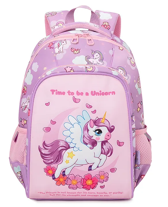 SCHOOLISH Schoolish Unicorn Time Theme School Bag for Boys and Girls Zippered /padded and Adjustable Shoulder Strap Lightweight Children's Travel Bag Pack of 1 Multicolor 14 Inch