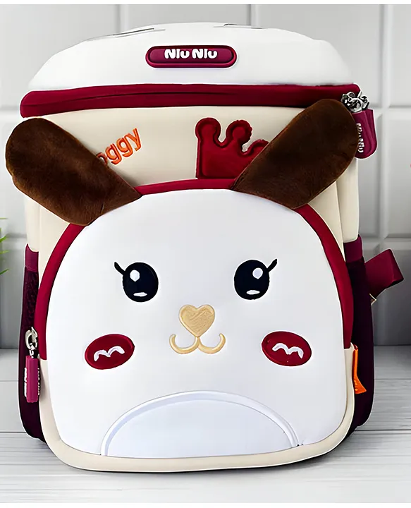 SCHOOLISH Schoolish 3d Qq Doggy Theme School Bag for Boys and Girls Zippered /padded and Adjustable Shoulder Strap Lightweight Children's Travel Bag Pack of 1 Multicolor 11 Inch