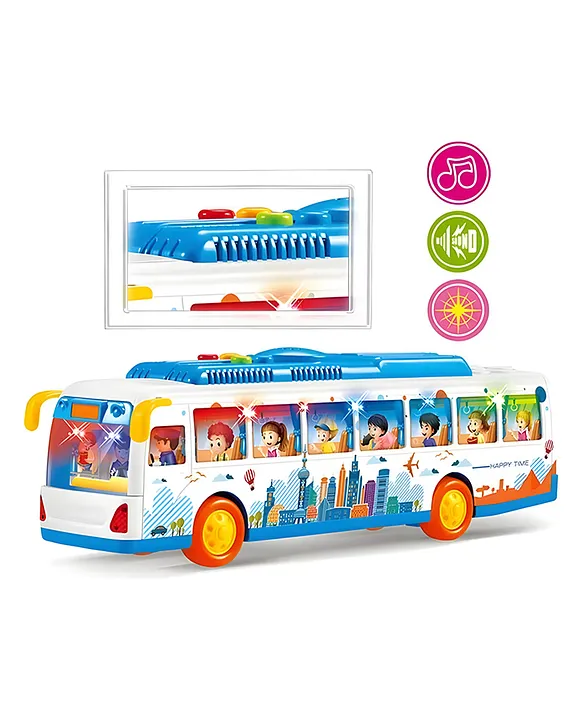 YAMAMA Musical Toy City Bus Toys For Kids Friction Public Bus Activity Toy Vehicle With Music Sounds And Lights Multicolor