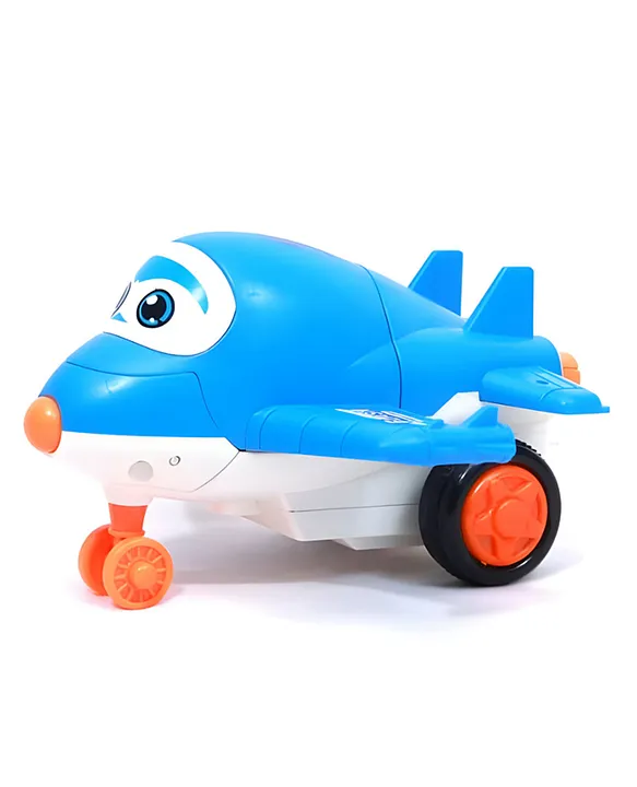 NEGOCIO 2 in 1 Transformer Robot Plane Toys for Kids with 360° Rotation Push & GO Toys Racing Plane for Kids PACK OF 1 COLOR MAY VARY