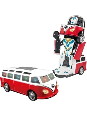 NEGOCIO New deformation robot car electric transformed retro bus toys kids musical robot toy car with light PACK OF 1 COLOR MAY VARY