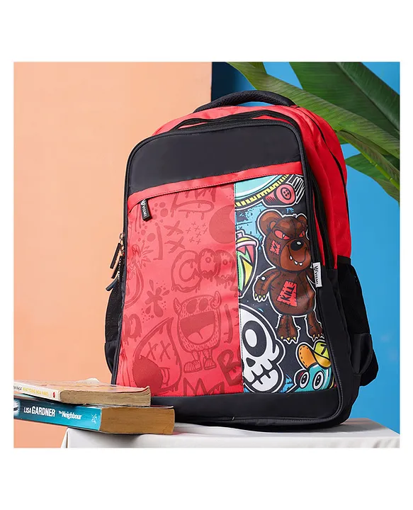 VISMIINTREND 19Inch School Bag for Boys & Girls Spacious Lightweight Durable Backpack with Multiple Compartments & WaterResistant Material Red SpookyBlack & Red Height 19 Inches