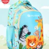 Play Nation Jungle theme School Backpack2 Compartments 1 side Bottle PocketWater ResistantLong lasting & Durable Zippers Comfortable back cushioning For School & OutdoorsBlue 15.8 inches