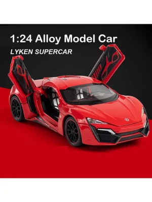 ADKD 1:24 Scale Die Cast Lyken Hypersport Car Model Metal Car with Openable Doors & Pull Back with Sound and Light (Colour May Vary/ Random Color)